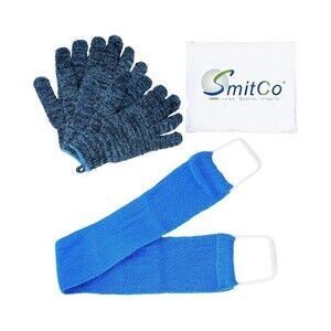4 Exfoliating Gloves and 1 Back Srubber for Shower for Men and Women